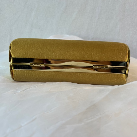 Hard Gold Rhinestone Clasp Crossbody Clutch - Picture 5 of 11